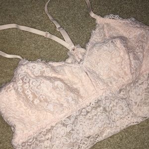 Aerie pink lace bralette with sweetheart neckline